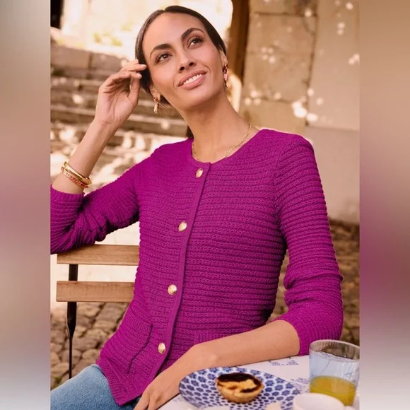 Talbots Fuchsia Knit Cardigan Jacket - Picture 2 of 6